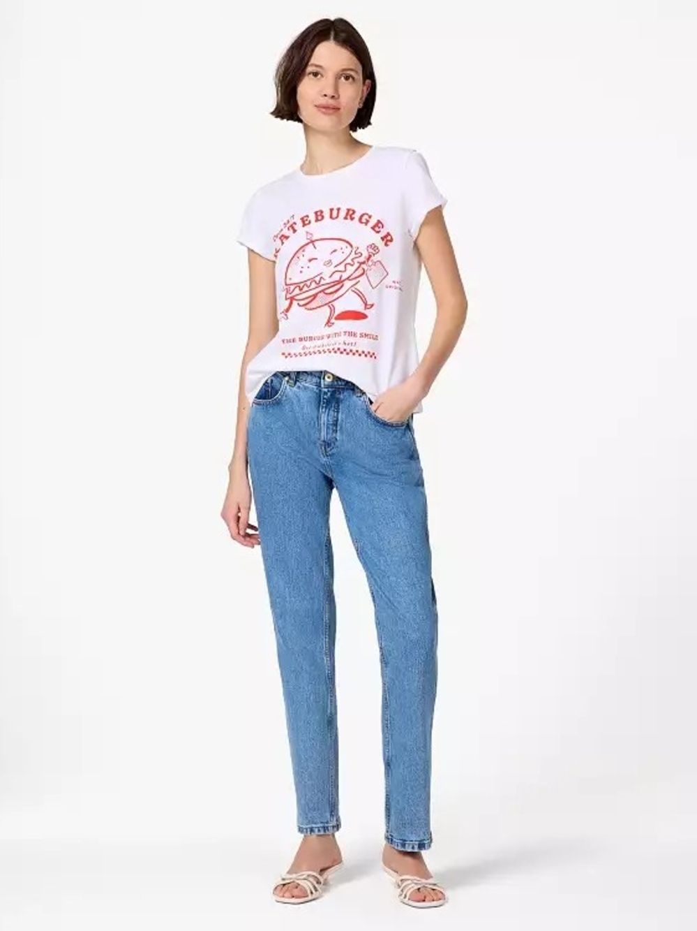 kate spade White Short Sleeve Graphic Tee with Red Print